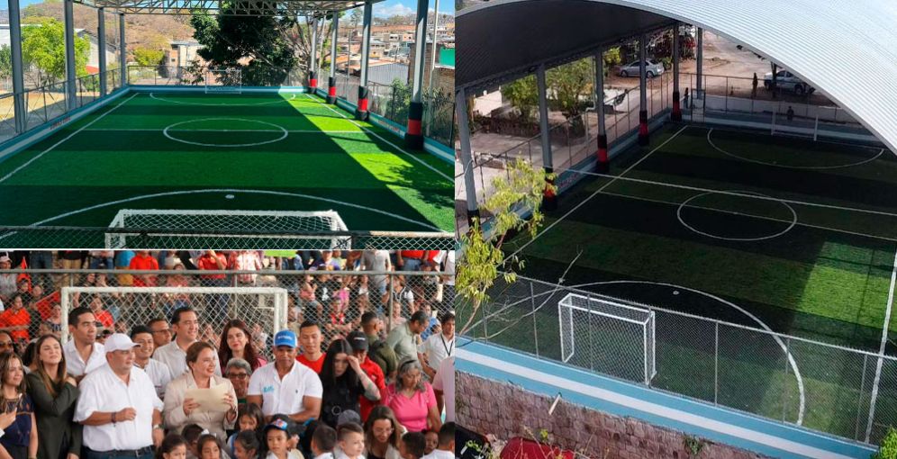 Xiomara Castro inaugura nuevas canchas de fútbol en Tegucigalpa y Comayagüela como parte del Plan Bicentenario